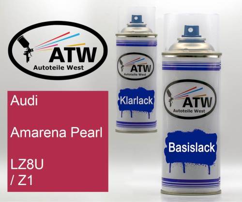 Audi, Amarena Pearl, LZ8U / Z1: 400ml Sprühdose + 400ml Klarlack - Set, von ATW Autoteile West.